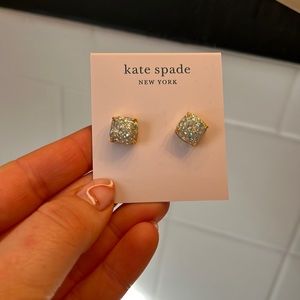 NWT Kate Spade Silver Sparkle Earrings set on Gold Post